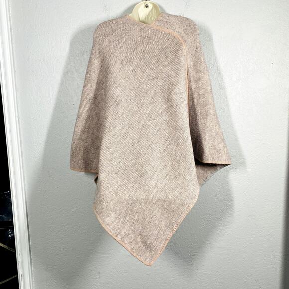 Fratelli Talli Wool Alpaca Poncho Shawl Shrug Knit Sweater Mauve Pink OSFA - Picture 3 of 4